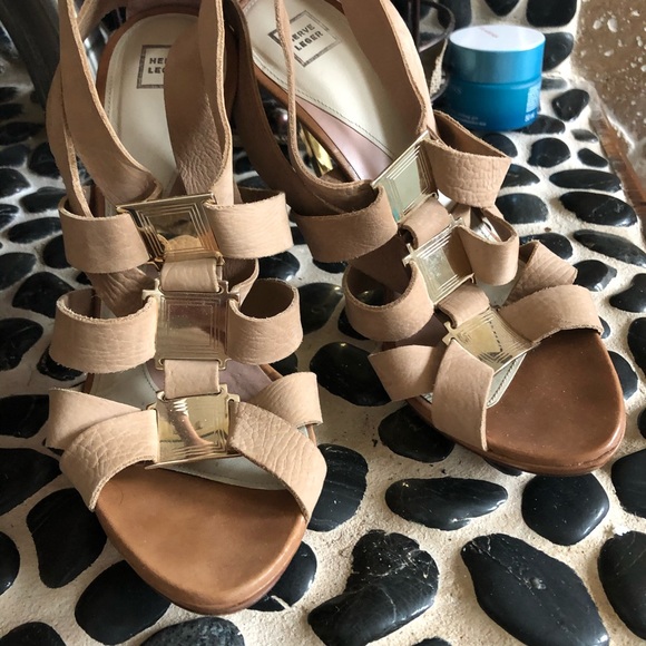Herve Leger nude natural and gold stiletto sandals - Picture 3 of 6